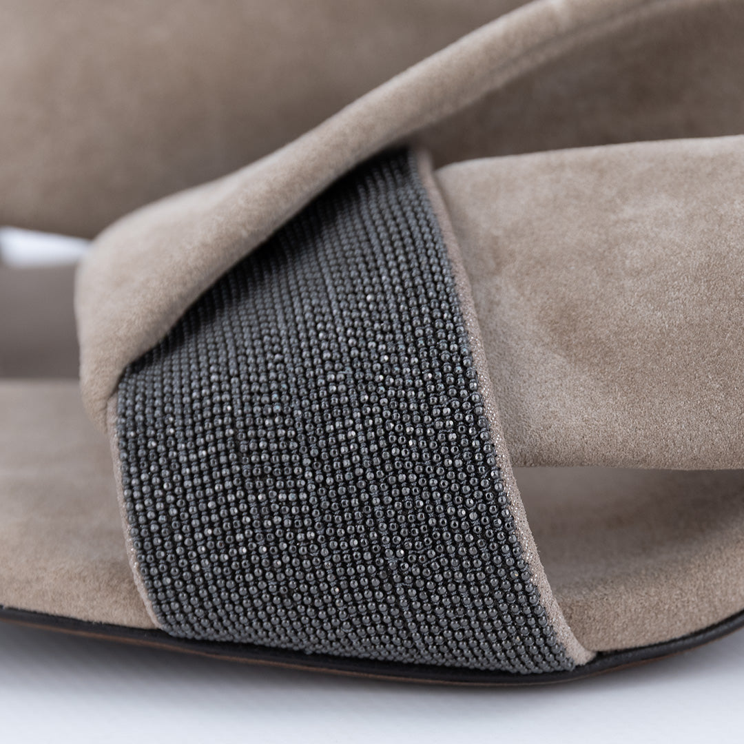 SANDALO BRUNELLO CUCINELLI IN PELLE SCAMOSCIATA