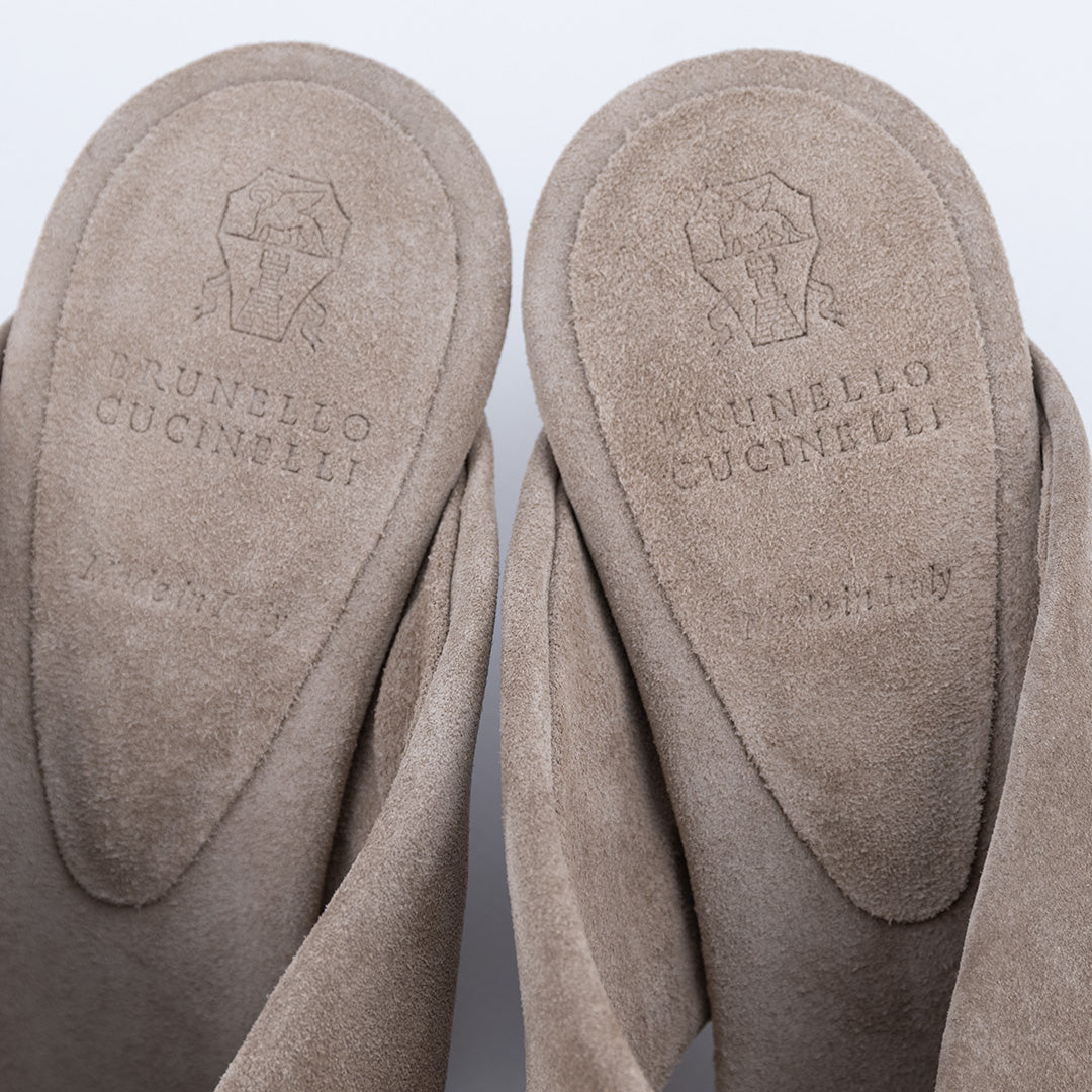 SANDALO BRUNELLO CUCINELLI IN PELLE SCAMOSCIATA