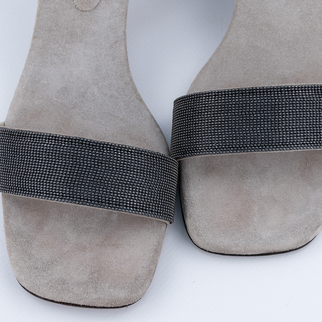 SANDALO BRUNELLO CUCINELLI IN PELLE SCAMOSCIATA