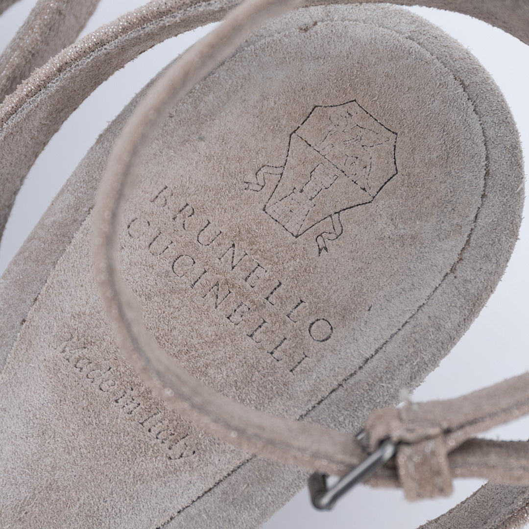 SANDALO BRUNELLO CUCINELLI IN PELLE SCAMOSCIATA