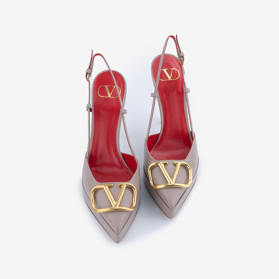 Décolleté Slingback VALENTINO GARVANI con plateau in pelle di vitello.