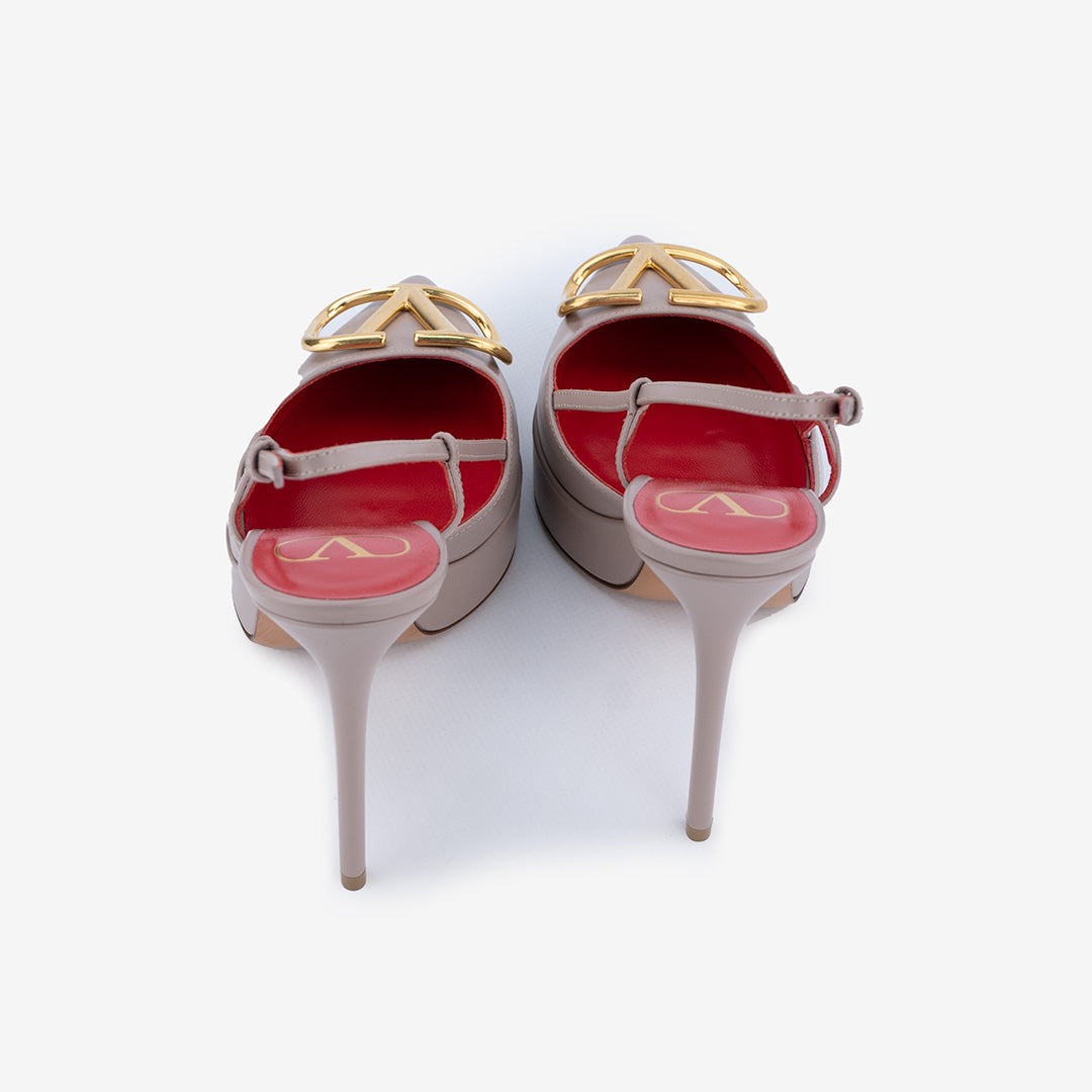 Décolleté Slingback VALENTINO GARVANI con plateau in pelle di vitello.