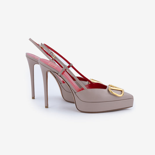 Décolleté Slingback VALENTINO GARVANI con plateau in pelle di vitello.